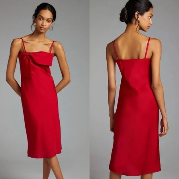 Anthropologie Dresses & Skirts - Anthropologie Midi Red dress with bow
